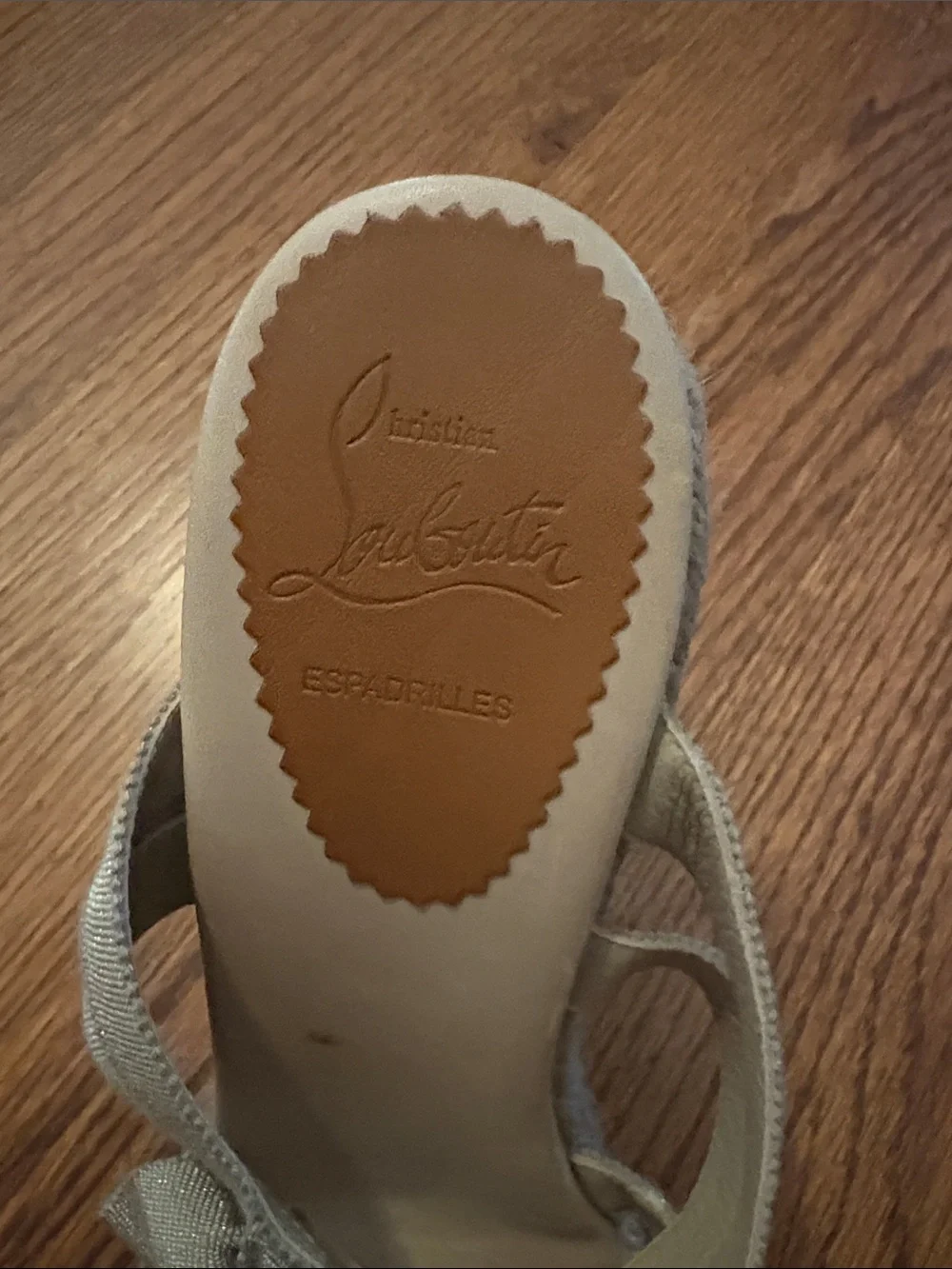 Christian Louboutin Light Gray Espadrille Wedge Sandals